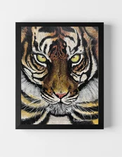 GUAJARDO Original Contemporary Expressionism Tiger 14X11 Paper Signed Art