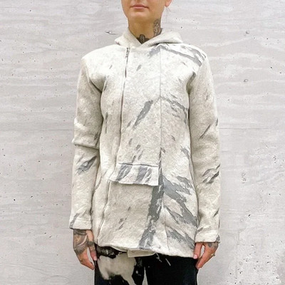 RAF Simons Hooded Asym Zip Wool Jacket Cream | Minimalist Monastic Sample