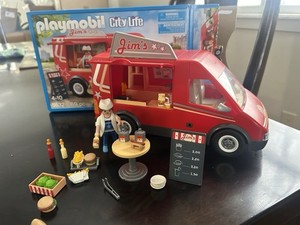 Playmobil 5632 Food Truck Van Red Serving Toy Excellent Used Near Complete