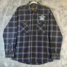 Dixxon Flannel Shirt Mens M Black Blue Gray Plaid Form and Function Buttom Up