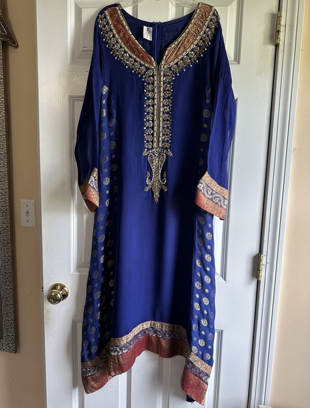 Rubashka Exclusive Women Embroidered Salwar Kameez 3pc Dupatta Blue L