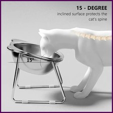 Raised Cat Bowls Tilted Neck Guard Cat Food Bowl 304 Stainless Steel.