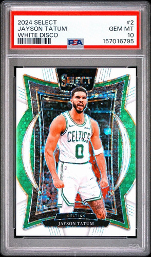 2024-25 Panini Select - Concourse Jayson Tatum White Disco Prizm /75 PSA 10