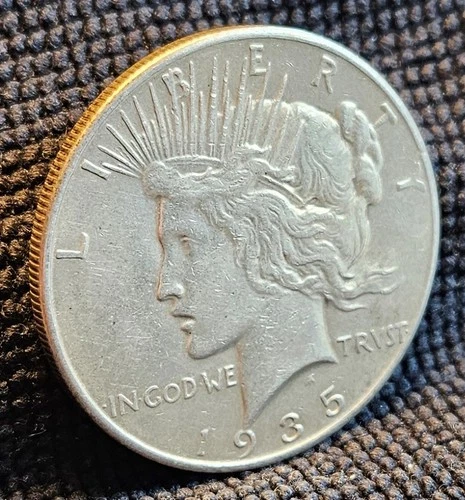 1935 Peace Silver Dollar - low Mintage - Rare - AU Condition - Slight toning