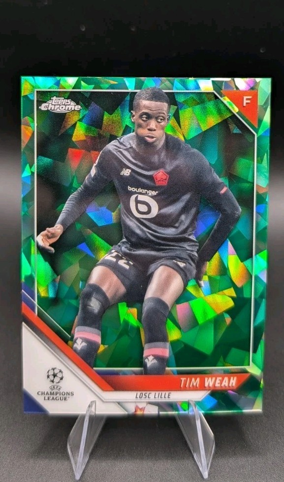 2021 22 Topps Chrome UCL Sapphire Edition Tim Weah /75 GREEN Refractor #189