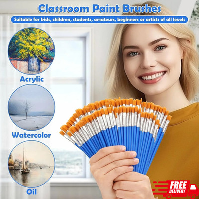 Pinsel mit feiner/flacher Spitze, kleiner Pinsel Großpackung für Detailmalerei, blau
