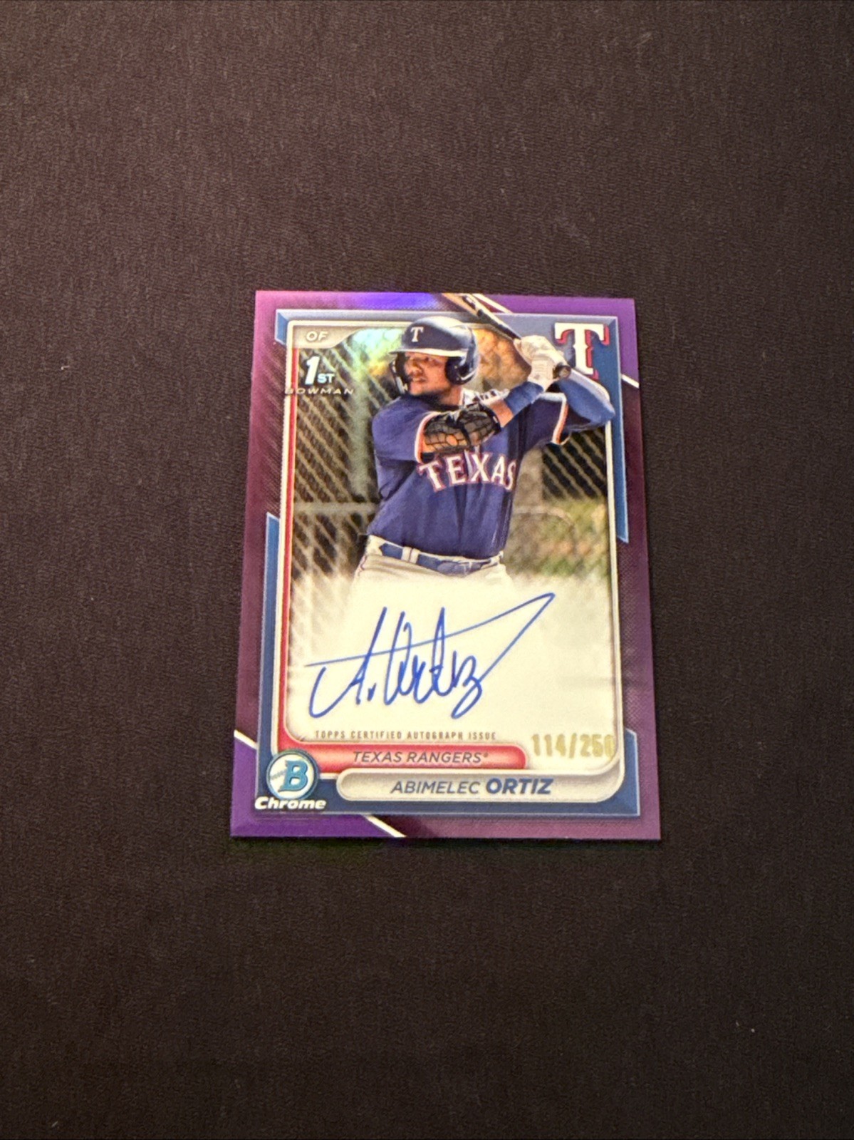 2024 Bowman Abimelec Ortiz Chrome Auto Purple Refractor 1st #/250