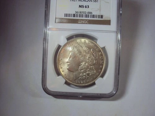 1921 Morgan silver dollar NGC ms 63