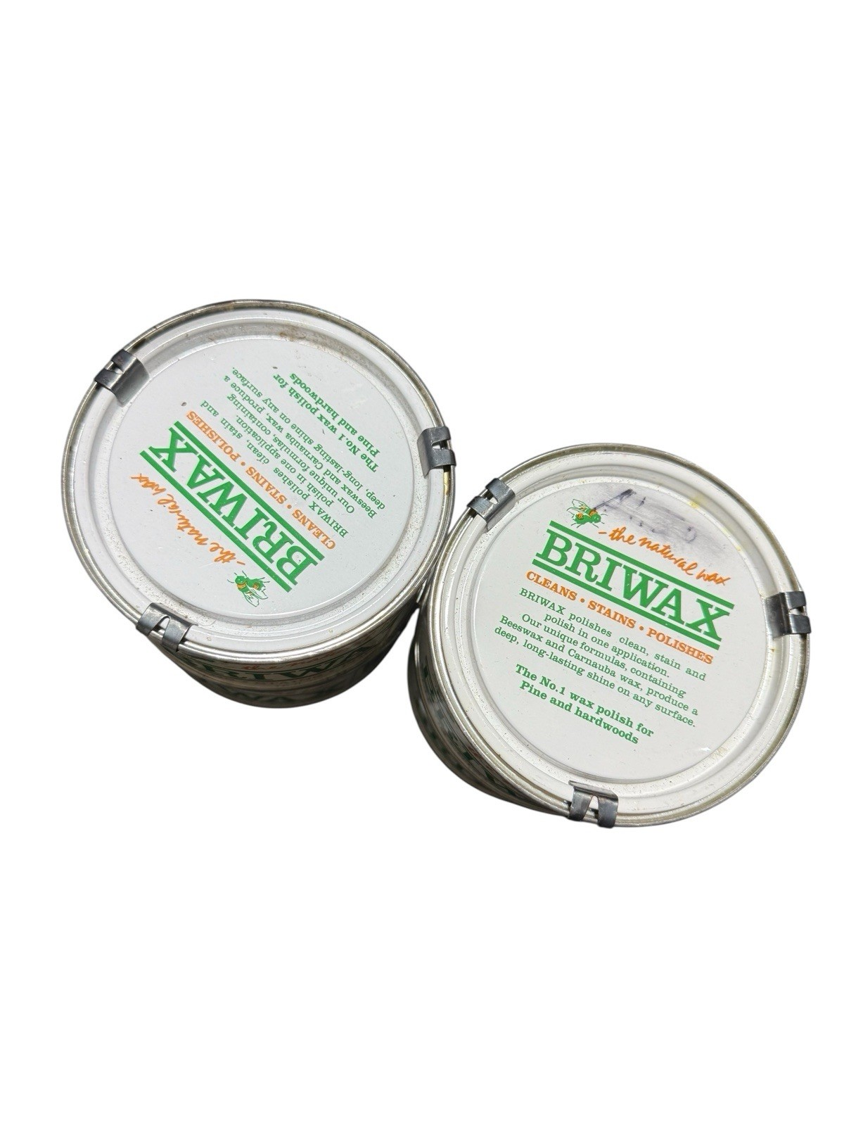 Lot Of 4- Vintage Briwax Natural Wax 16 Oz Metal Wax Can, Wood Wooden Surfaces