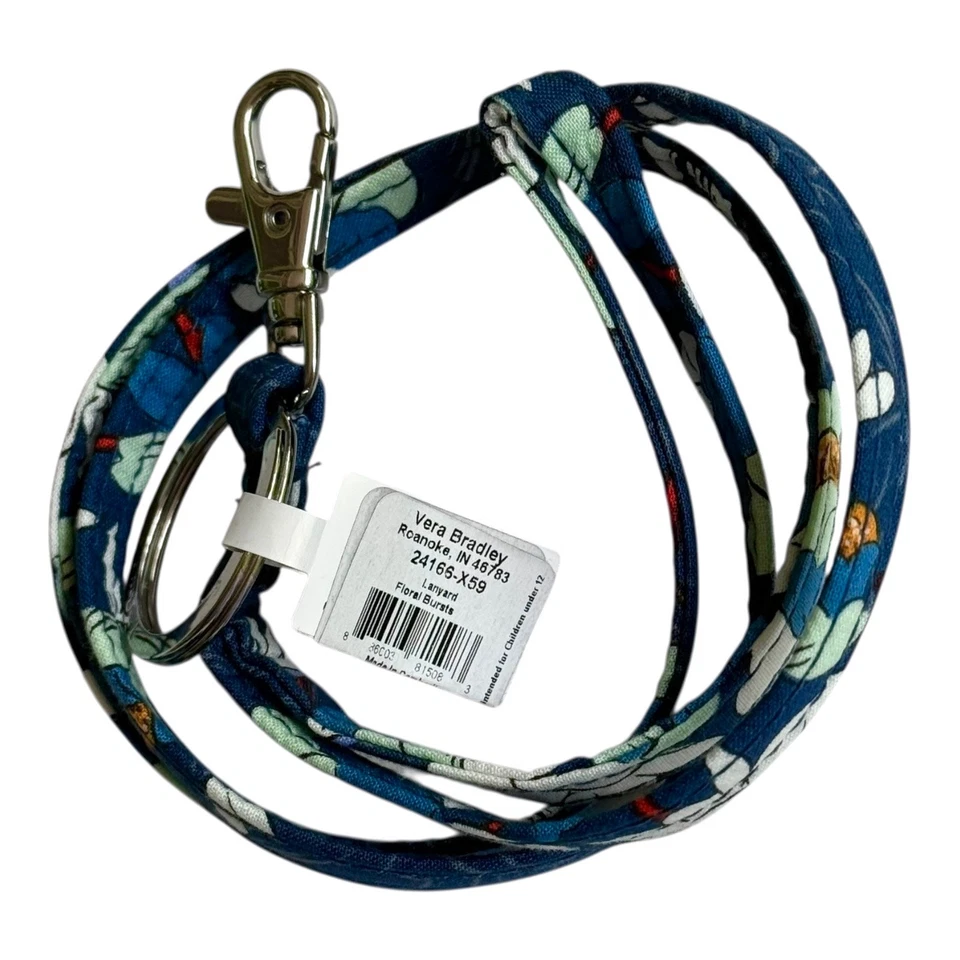 Vera Bradley LANYARD Floral Bursts Ring CLIP for Keys Zip ID Purse Tote Backpack - Image 2 of 4