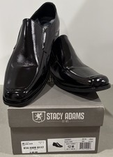 Stacy Adams Loafers Cassidy Black Leather Dress Shoes Square Toe Men 12M LikeNew