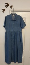 Vintage 90's Bentley Button-Up Denim Market Midi Modest Dress ~ Polka Dot