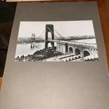 Vintage New Hudson River Bridge New York Mounted American Architecture Drawing