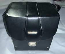 Vintage Hard Leather Camera Case In Black With Original Strap
