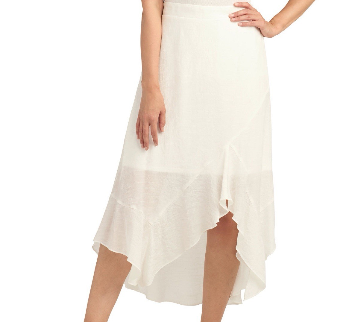 A-line Maxi Skirt from BCX Juniors Asymmetrical Ruffled Off White XL