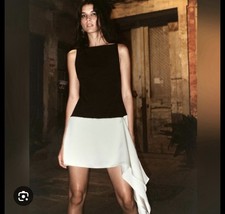 Zara New Black & White Asymmetric Mini Dress Size XS