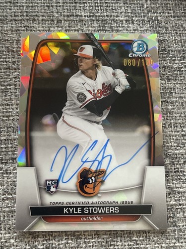 2023 Bowman Chrome Rookie Autographs Atomic Refractor Kyle Stowers RC Auto /100