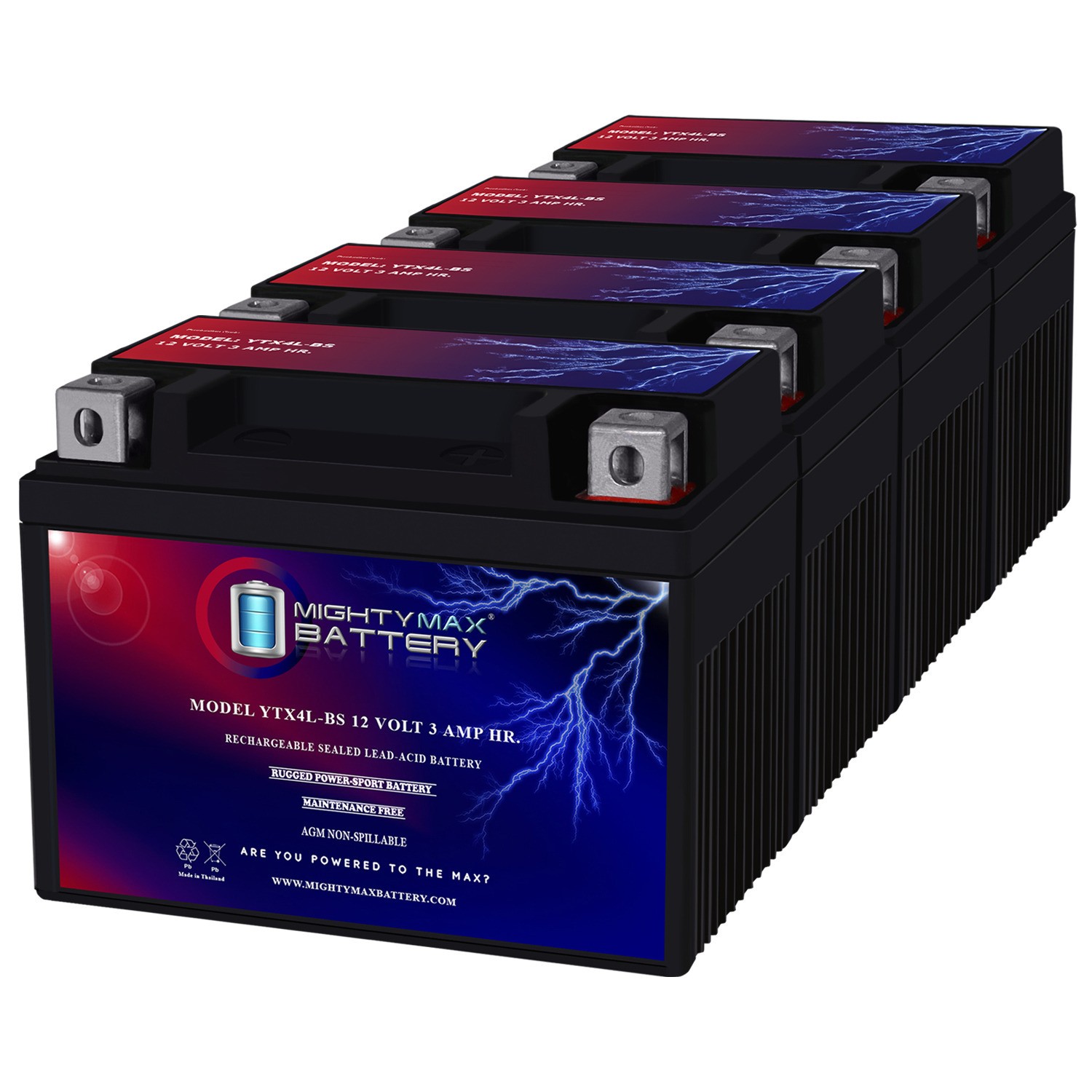 Mighty Max YTX4L-BS Battery for ATV Quad Dirt/Pit Bike 50/70