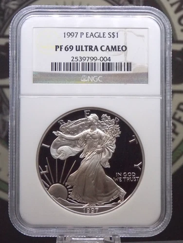 1997 "P" PROOF American *SILVER* Eagle $1 NGC PF69 Ultra Cameo #004 ECC&C, Inc.