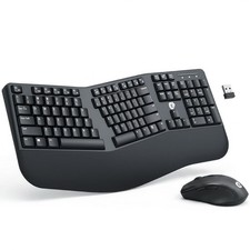 Ergonomic Wireless Keyboard and Mouse Combo, 2.4GHz USB Full Size Keyboard wi...
