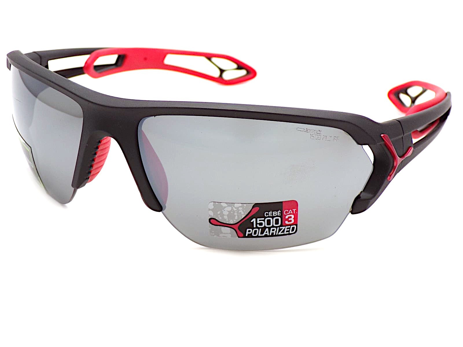 Gafas de sol polarizadas Cebe S'Track L negras rojas con lentes AF grises plateadas CBSTL15
