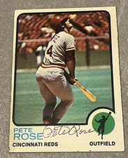 PETE ROSE SIGNED 1973 TOPPS CARD #130 CINCINNATI REDS PHILLIES HOF AUTO EX