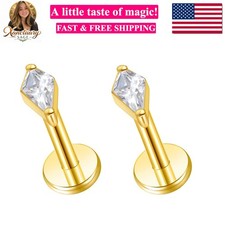 G23 Titanium 16g 18g 20g Flat Back Studs Earrings  F136 Implant Grade Titani...