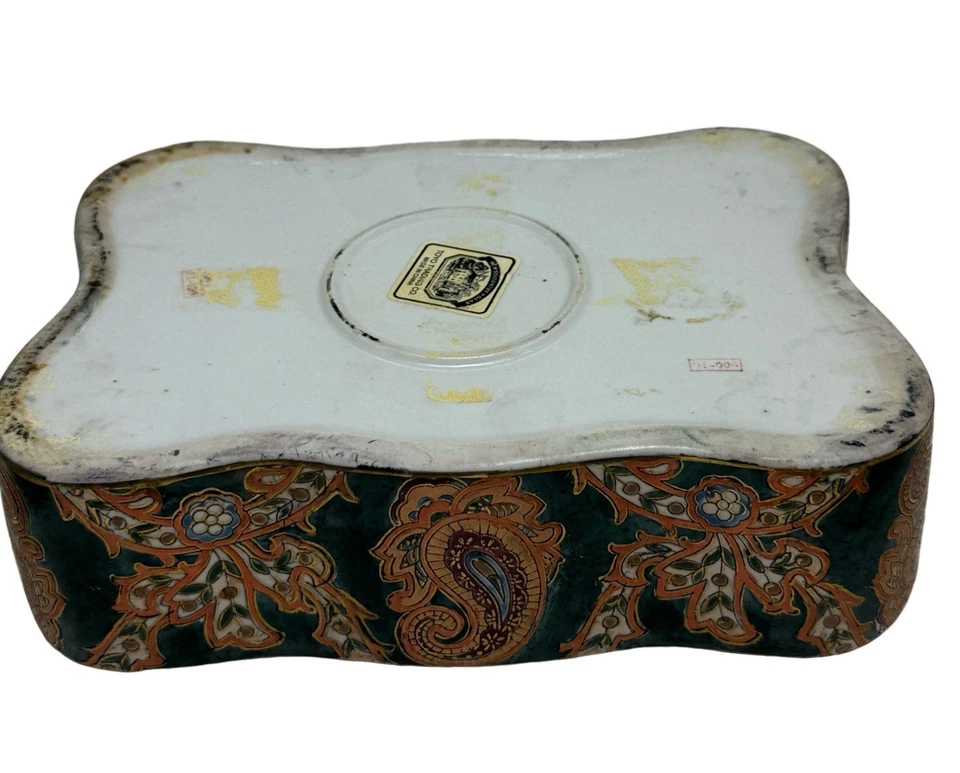 Vintage Trinket Box Toyo Trading Co New Country Gear 8.5" x 6" x 3.5" Porcelain - Image 3 of 4