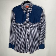 Men s Ely Plains USA Pearl Snap Button Up Shirt Size 16 1/2-34 Western Rockabill