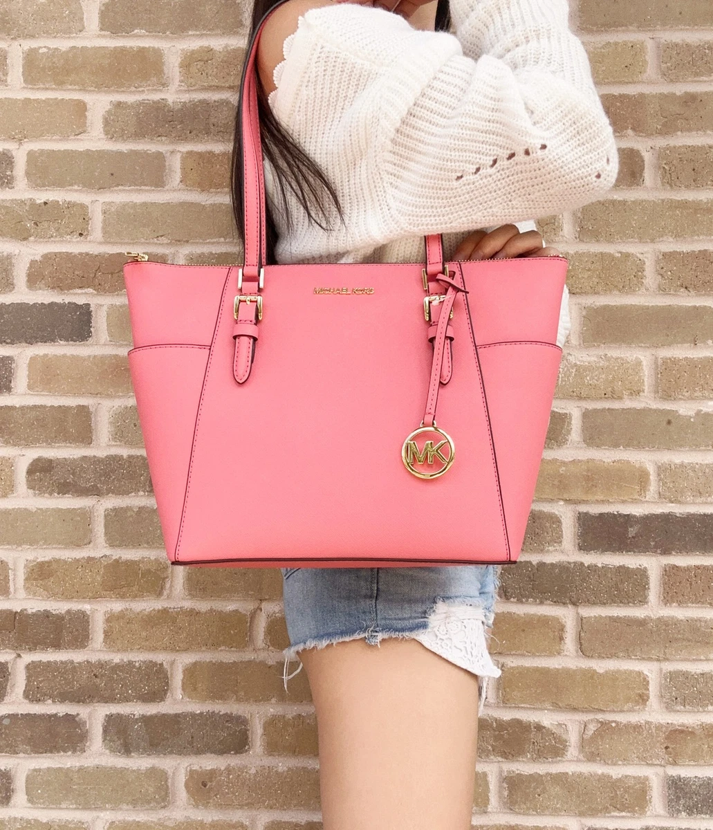 Michael Kors Charlotte Large Zip Shoulder Tote Saffiano Leather