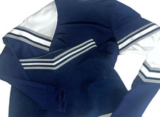 Teen Cheerleader Uniform Outfit Costume 28" Crop Top 24 Skirt Blue Halloween