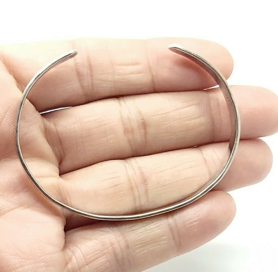 925 Sterling Silver 5.2mm Solid Cuff Bangle Brace… - image 6