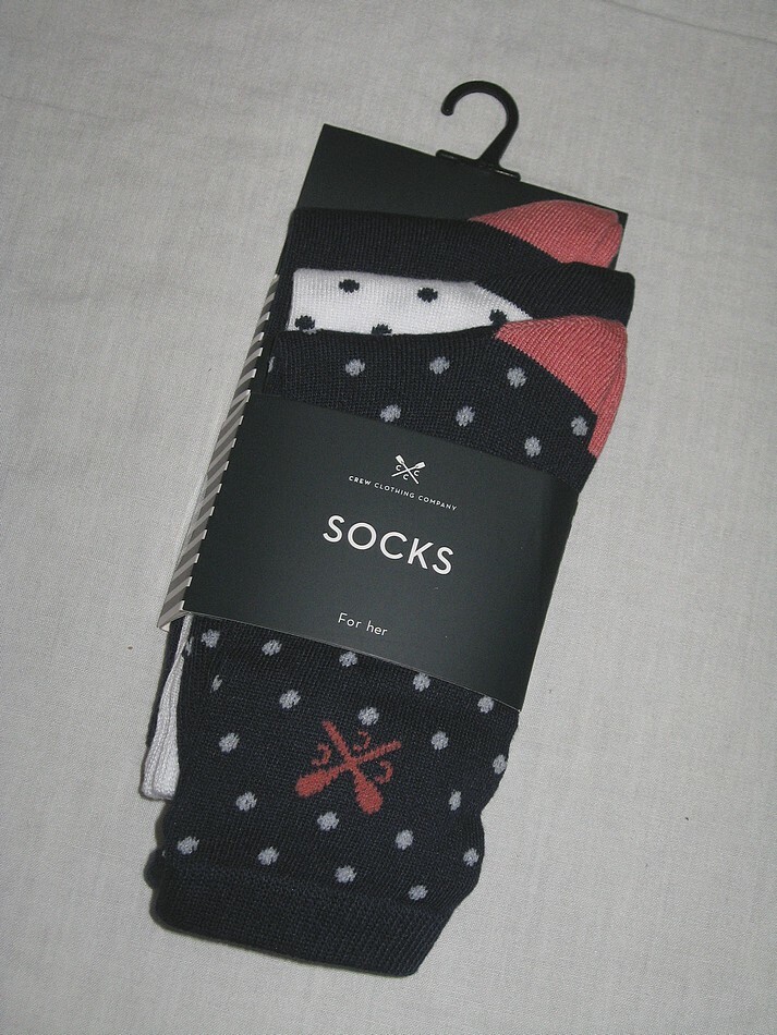BNWT  CREW CLOTHING Ladies Polka Dot Bamboo Socks Navy Blue White  3 Pairs