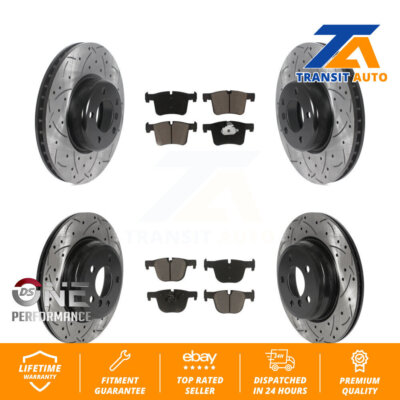 Front Rear Drilled Slot Disc Brake Rotors Ceramic Pad Kit For BMW 335i GT xDrive