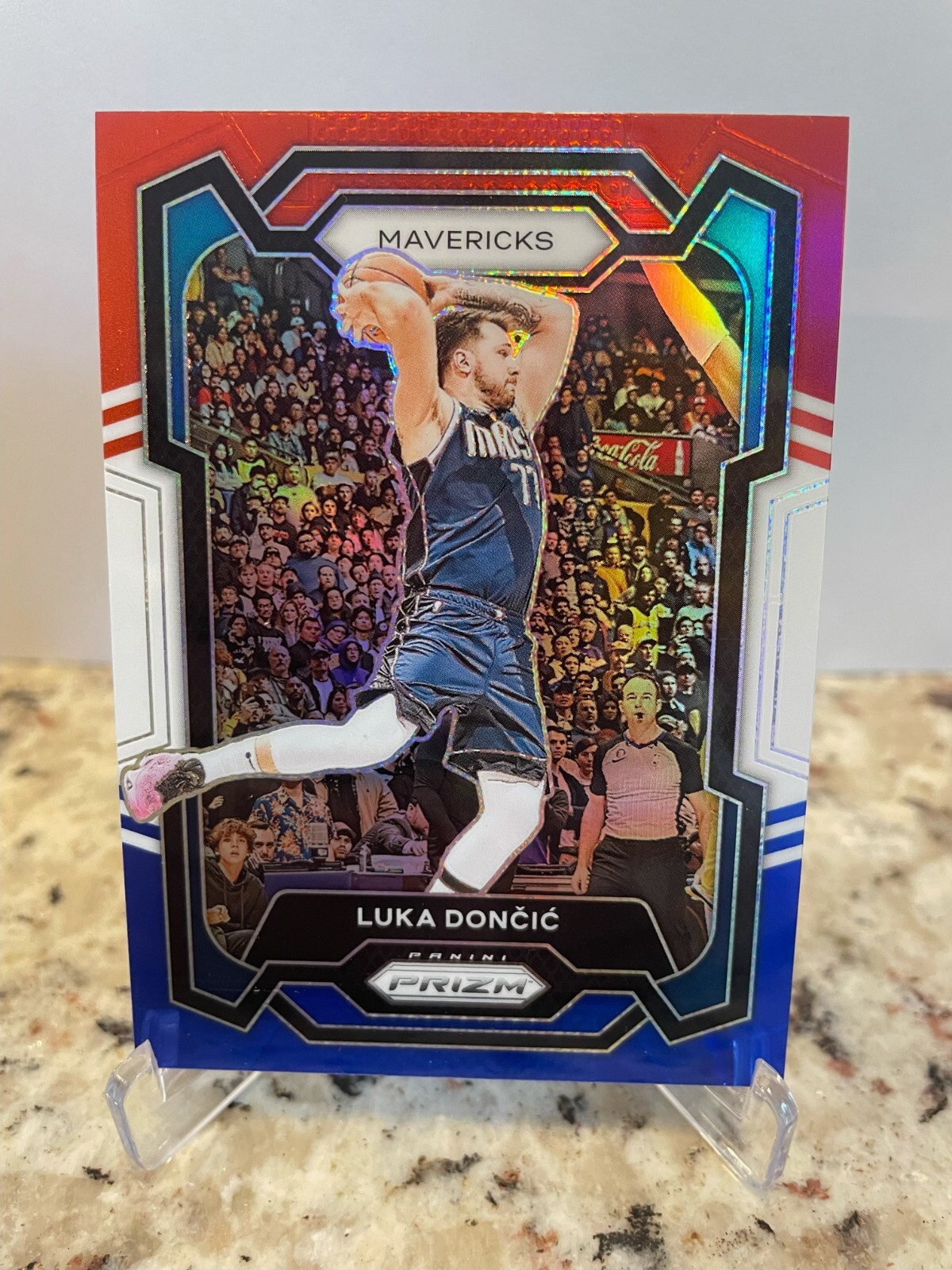 2023-24 Panini Prizm Luka Doncic Red White Blue Prizm #110 Dallas Mavericks