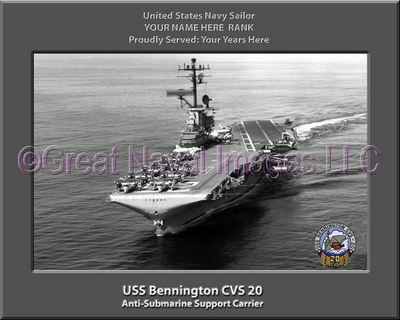 USS Bennington CVS 20 Personalized Canvas Ship Photo Print Navy Veteran Gift