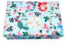 CLEMENTINE PAPER INC. DECORATIVE GIFT/STORAGE BOX AQUA BLUE FLORAL