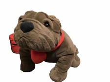Dan Dee Dark Brown Plush Bulldog Love Red Heart Collar 13  Seated Bb1