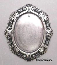 #4116 ANTIQUED .925 STERLING SILVER PLATED 40X30 CELTIC BORDERED BEZEL - 1 Pc