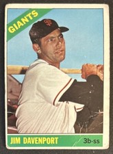 1966 Topps Jim Davenport Baseball Card #176 Giants 3B-SS Poor Creased O/C