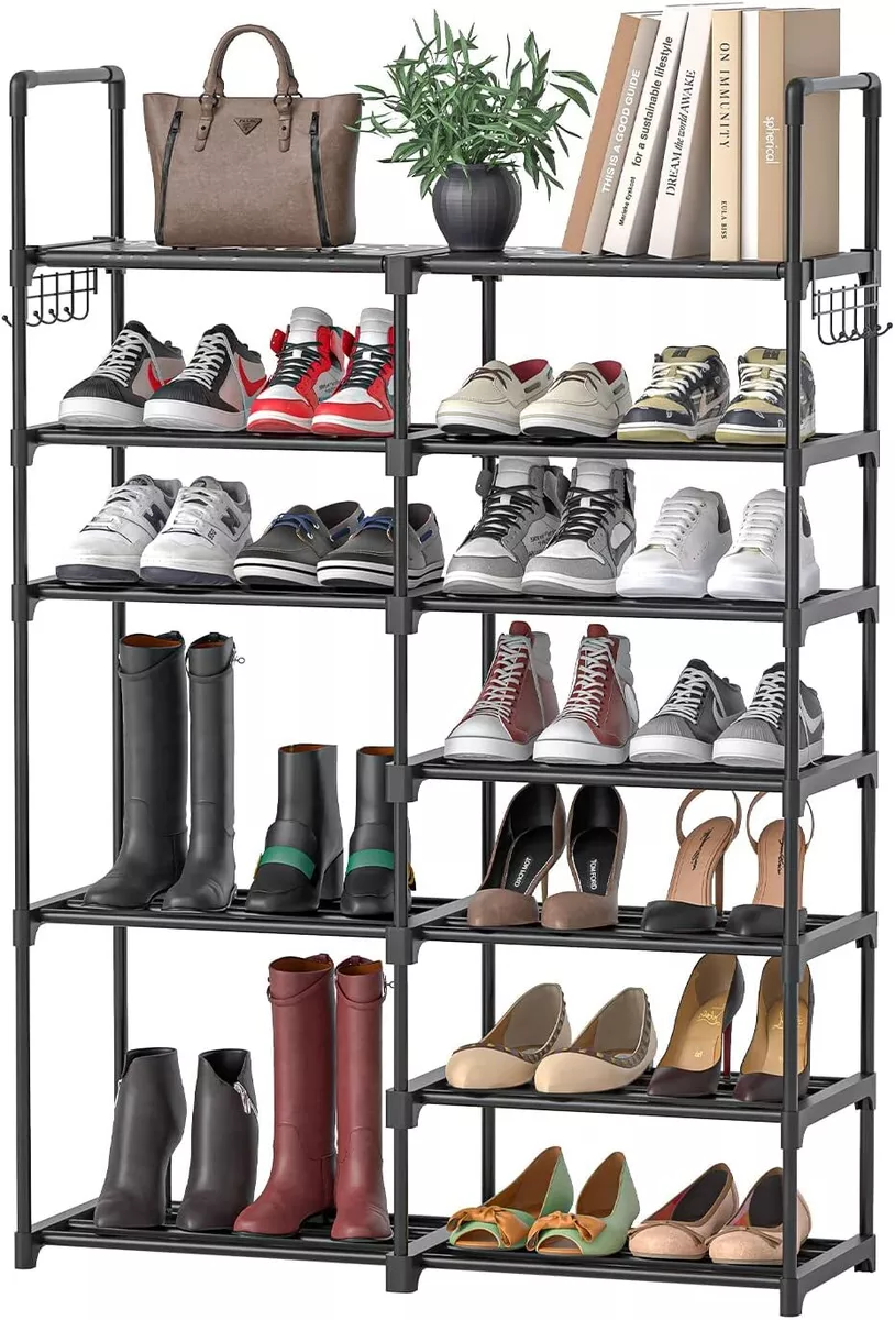 Large Shoe Rack 7 Tiers Organizer Metal Shoe Shelf Shoe Storage Free Standing BK