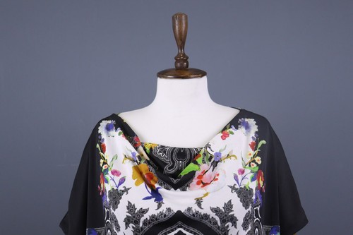 ETRO MILANO Multicolor Abstract Art Short Sleeve A-Line Knee Dress Size 44 - Picture 2 of 13