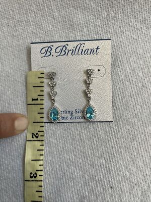 ピアス +ENGBROX+ silver925 sailor ribbon cubic earring EBEA23060 B. Brilliant Stud Sterling Silver 925 Cubic Zirconia
