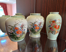 Set of Three Porcelain Vases Oriental Theme