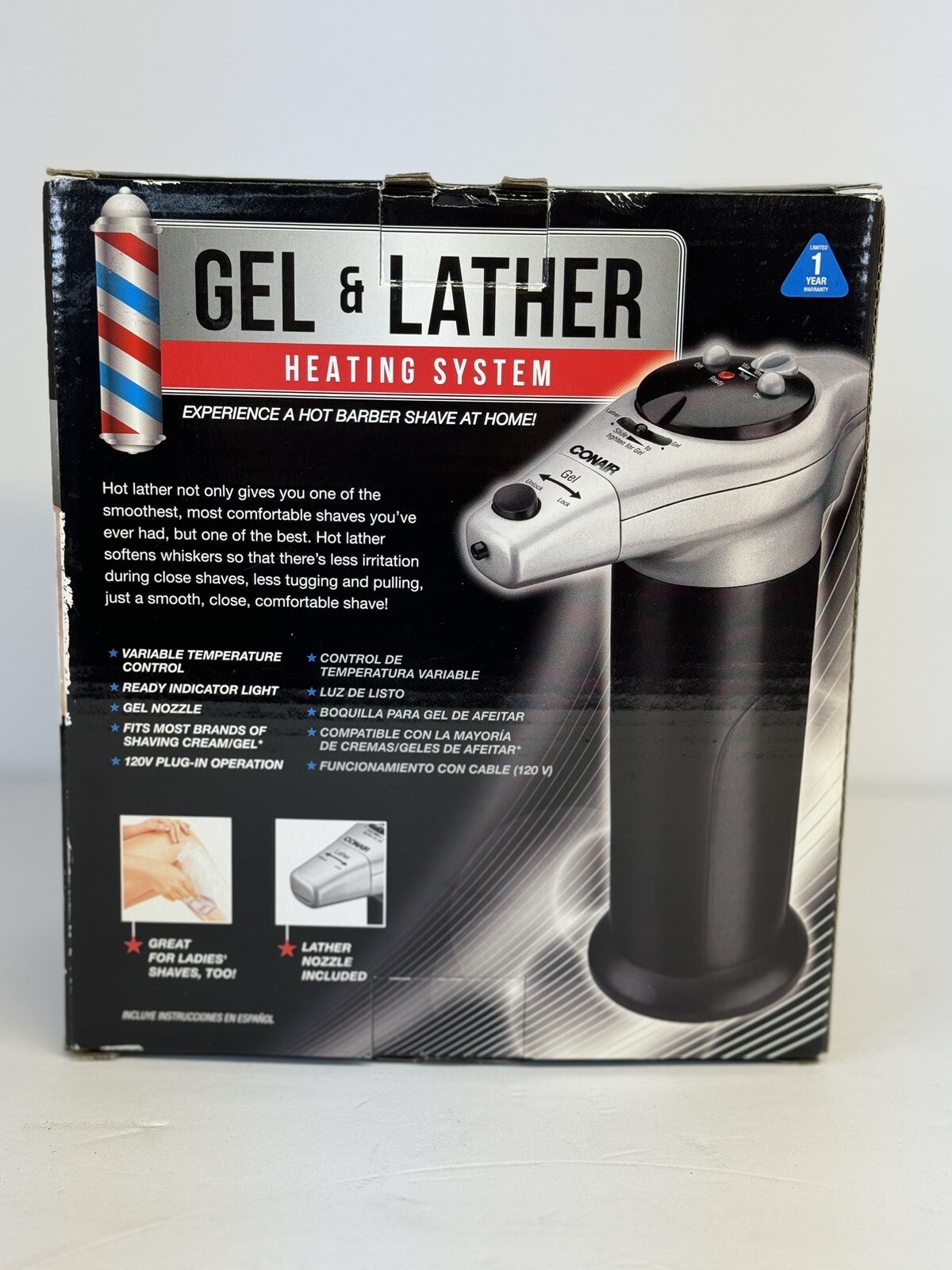 Conair GEL & LATHER Heating System Dispenser Shaving HGL1 New Open Box