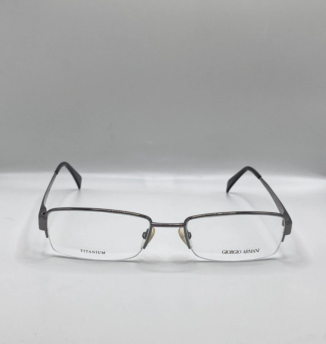 GIORGIO ARMANI GA802 KJ1 SILVER SEMI RIM METAL EYEGLASSES 53 18 140 NEW TITANIUM