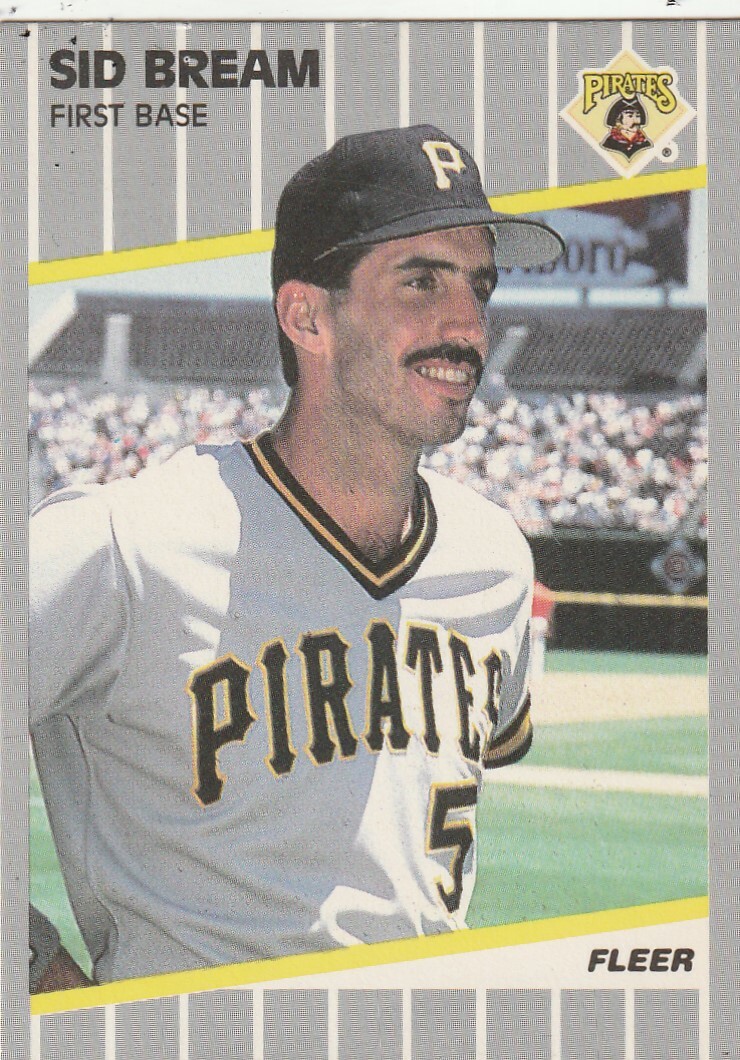 FREE SHIPPING-MINT-1989 Fleer Sid Bream #204 PIRATES PLUS BONUS CARDS