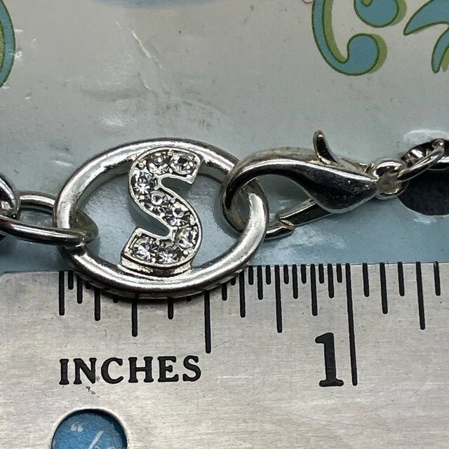 Bella Nina инициалы браслет письмо S Русский новый 7,5 в со стразами серебряная цепочка - Изображение 2 из 4