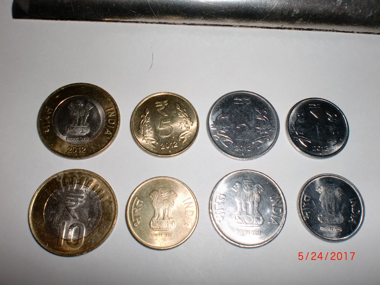 - INDIA - 4 NEW COINS -RS.10,5,2,1 - 2012(WITH 