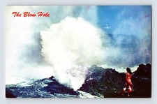 Postcard Hawaii Oahu Hi Blow Hole Ocean wave Surf 1960s Unposted Chrome